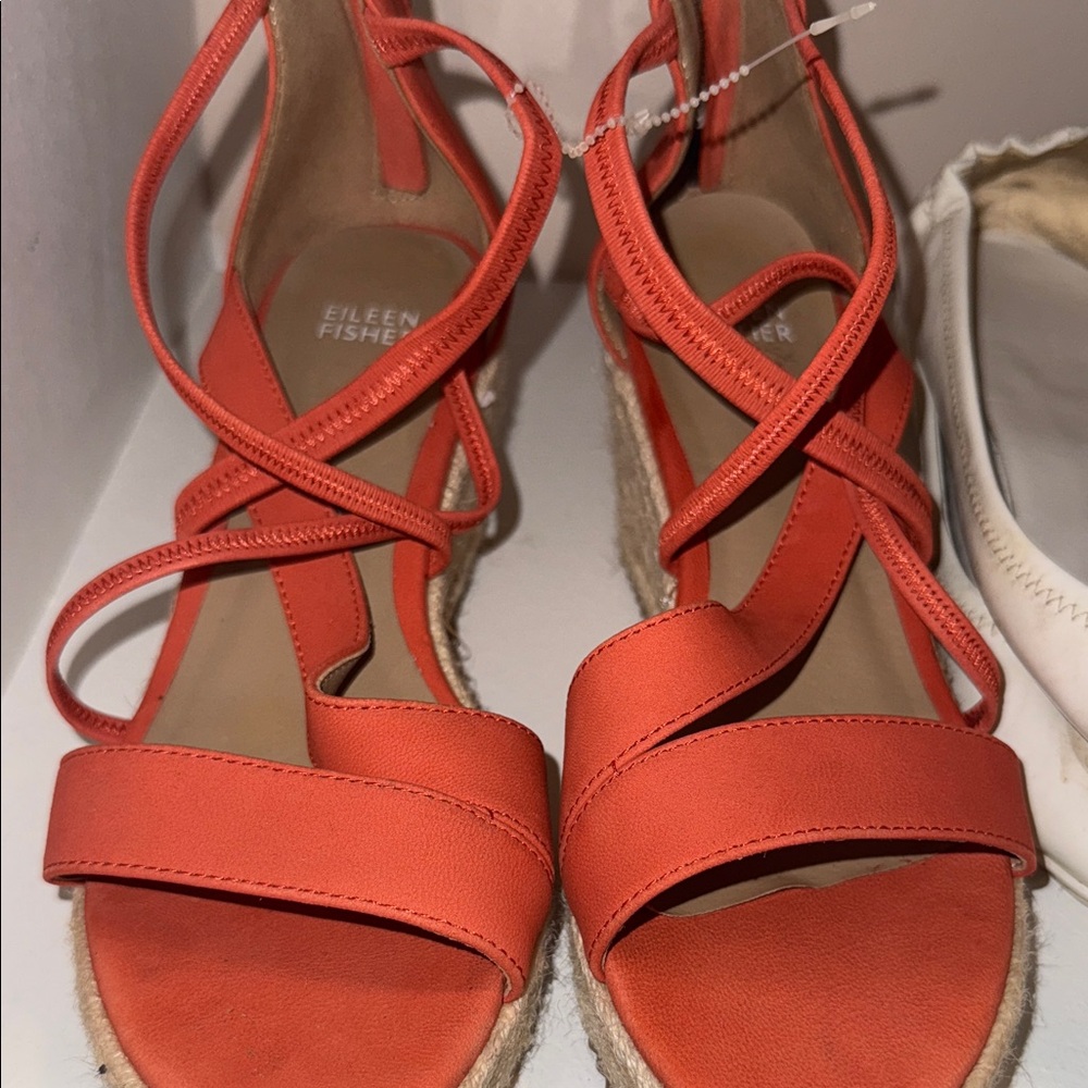 Eileen Fisher Orange Espadrille Sandals